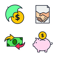 money, finance, payments set icon symbol template for graphic and web design collection logo vector illustration