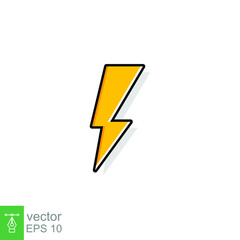 Thunder and bolt lighting flash icon. Flat style on white background. Vector illustration isolated. EPS 10.