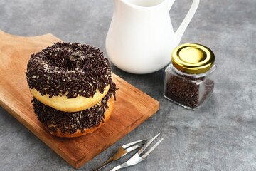 Donat Kentang (Potatoes Donut), donut with added potato ingredients and chocolate sprinkles
