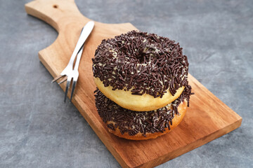 Donat Kentang (Potatoes Donut), donut with added potato ingredients and chocolate sprinkles
