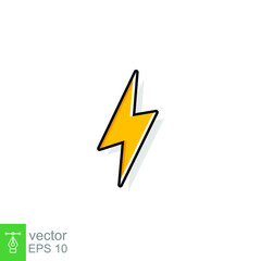 Thunder and bolt lighting flash icon. Flat style on white background. Vector illustration isolated. EPS 10.