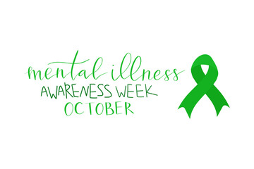 Mental Illness Awareness Week hand drawn brush lettering card template
