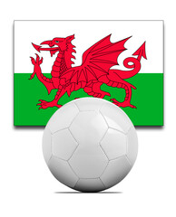 Soccer ball with Wales national team flag.