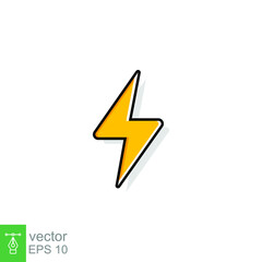Thunder and bolt lighting flash icon. Flat style on white background. Vector illustration isolated. EPS 10.