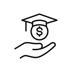 Student loans. Academic scholarship line icon isolated on white background. Vector illustration