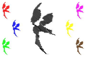 Halmahera island (Republic of Indonesia, Maluku Islands, South East Asia) map vector illustration, scribble sketch Jilolo, Gilolo, or Jailolo map