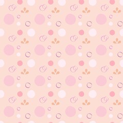 Cute pastel seamless pattern with bubbles and drops on light orange backqround