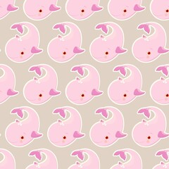 Cute pastel seamless pattern with pink baby Whales