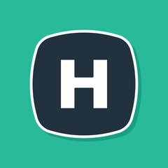 Obraz premium Blue Hospital signboard icon isolated on green background. Vector