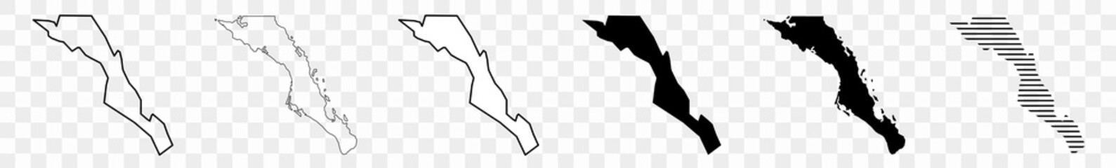 Baja California Sur Map Black | State Border | Mexico | Mexican | Federal Entity | America | Transparent Isolated | Variations