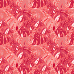 Summer Floral Vector Seamless Pattern with Tropic Palm Leaves. Hawaiian Vintage Print. Trendy Tropical Nature Background.