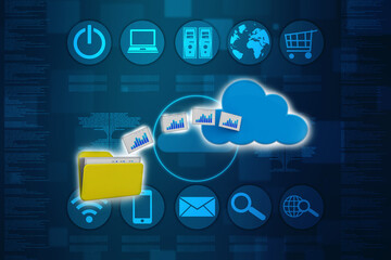 3d rendering Cloud computing concept, Cloud internet technology concept background, Cloud computing and network data Storage concept