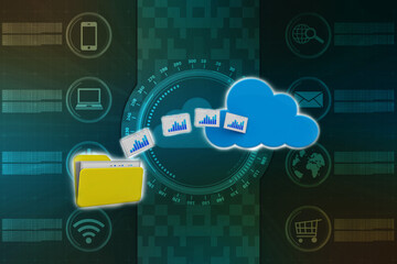 3d rendering Cloud computing concept, Cloud internet technology concept background, Cloud computing and network data Storage concept