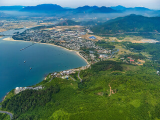 Fototapeta na wymiar View of Hai Van Pass which is one of the most famous destination of Da Nang city.