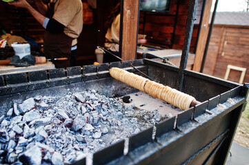 Trdelnik is a kind of spit cake, czech delicious.