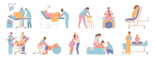 Fototapeta na wymiar Pregnancy and Childbirth Set