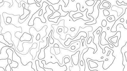 Topographic Line Pattern in Black and White. Topographic map seamless pattern. Monochrome background with abstract shapes.