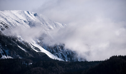 Fototapeta na wymiar Mountain Stol on a winter morning in Slovenia