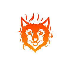 Illustration vector graphics of template logo face wolf fire
