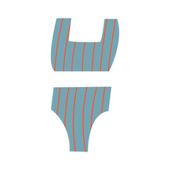 Vector illustration of woman swimsuit bikini on isolated background. Summer beach swimwear, women underwear