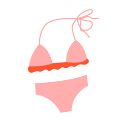 Vector illustration of woman swimsuit bikini on isolated background. Summer beach swimwear, women underwear