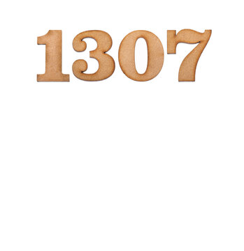 Number 1307 - Piece of wood isolated on white background