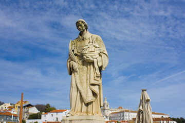 Sao Vicente Statue at Santa Luzia viewpoint (miradouro) in Lisbon