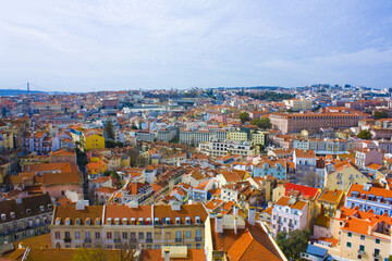 Fototapeta na wymiar Old Town view from Miradouro Sophia de Mello Breyner Andresen in Lisbon