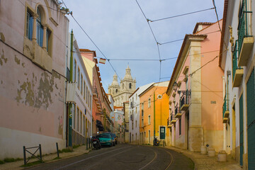 Plakat Picturesque architecture of Alfama district in Lisbon