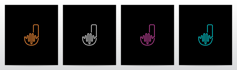 Sound Wave On Outline Letter Logo Design J