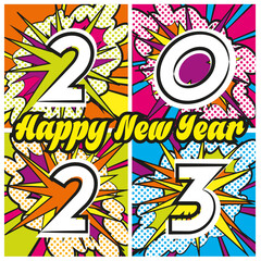 Happy New Year 2023 carte popart 5