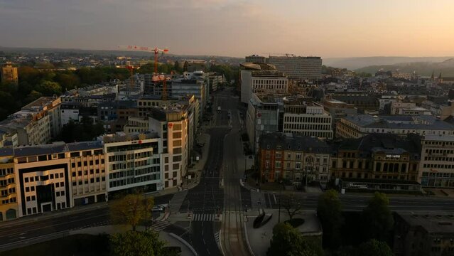 Boulevard Royal in Luxembourg City drone footage