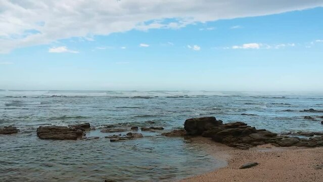 A short pan of Gonubie beach in EL South Africa