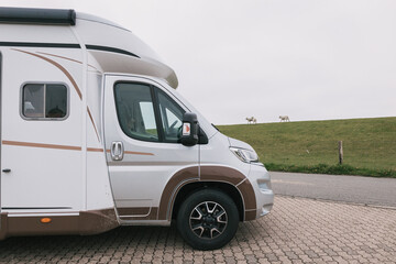 Motor home parked in the countryside 
