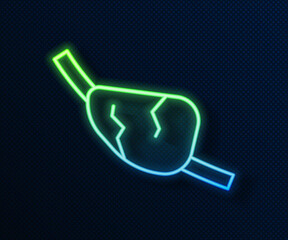 Glowing neon line Pirate eye patch icon isolated on blue background. Pirate accessory. Vector