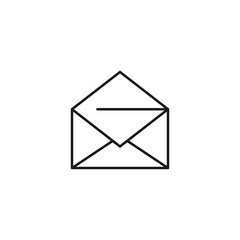 Post and letter monochrome sign. Outline symbol drawn with black thin line. Suitable for web sites, apps, stores, shops etc. Vector icon of opened envelope