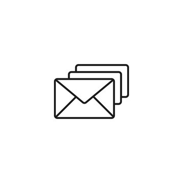 Post and letter monochrome sign. Outline symbol drawn with black thin line. Suitable for web sites, apps, stores, shops etc. Vector icon of stack of envelopes