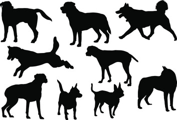 Silhouette Drawing of Cute Dogs
