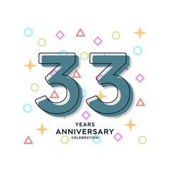 33 Years Anniversary Celebration Vector Template Design Illustration