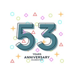 53 Years Anniversary Celebration Vector Template Design Illustration