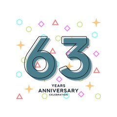 63 Years Anniversary Celebration Vector Template Design Illustration