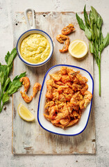 Fried shrimps with aioli