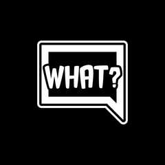 Word What logo isolated on dark background