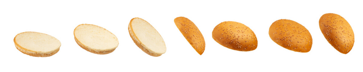 Set of burger bun isolated on white background.
