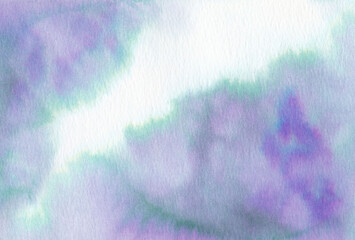 イラスト素材：手描きの水彩絵の具のにじみ背景　縦位置/白い亀裂/青色×紫色×白色
