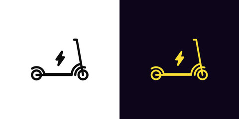 Outline kick scooter, with editable stroke. Electric scooter silhouette, eco vehicle pictogram. Rental electric kick scooter © Дмитрий Майер