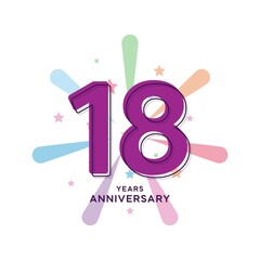 18 Years Anniversary Celebration Vector Template Design Illustration