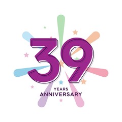 39 Years Anniversary Celebration Vector Template Design Illustration