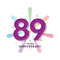 89 Years Anniversary Celebration Vector Template Design Illustration