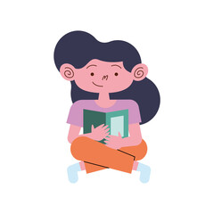 little girl reading book